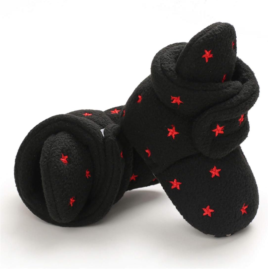 EDOTON Unisex-Baby Neugeborenes Fleece Booties, Baby Jungen Mädchen Weiche Sohlen Streifen Bootie Kleinkind Stiefel Niedlich Stiefel Socke Einstellbar