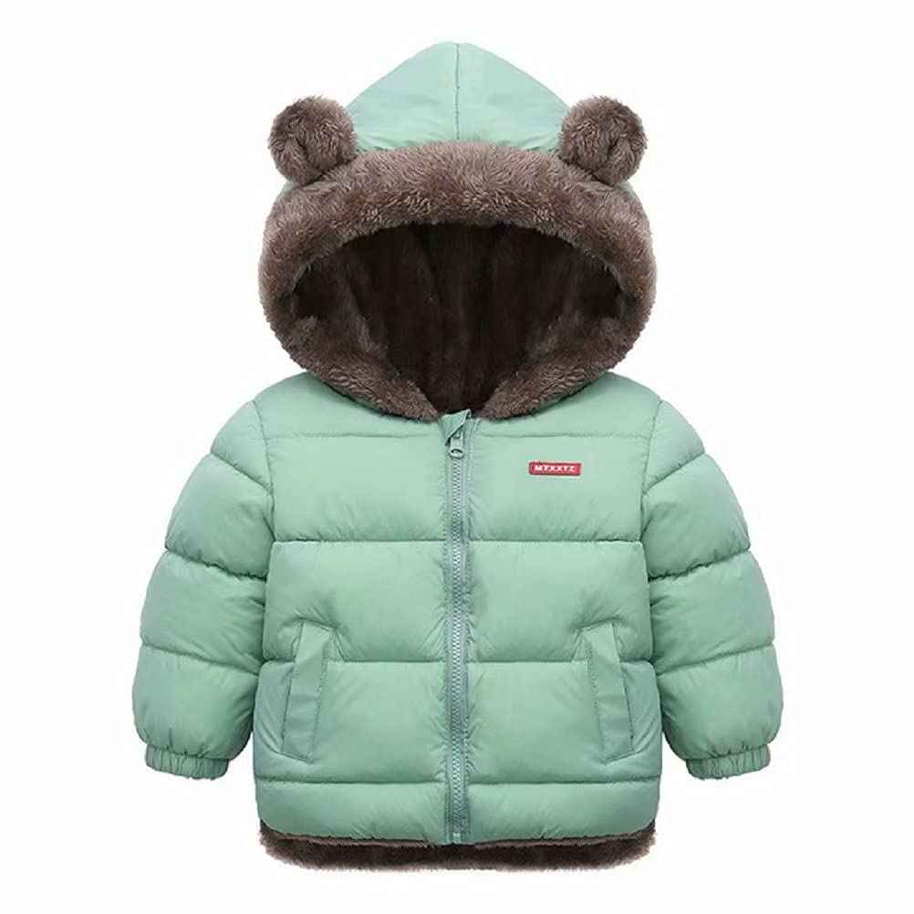 Natashas Baby Children's Winter Jacket Coat with Hood Jacket Warm Baby Cute Plush Bear Ears Boys Girls Cotton Jacket