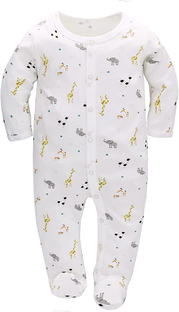 Amo nenes Sleep Romper Baby Boys Overall 3 Pack Unisex Pajamas Cotton Romper Jumpsuits Long Sleeve Player Baby Clothes with 0-7 Months