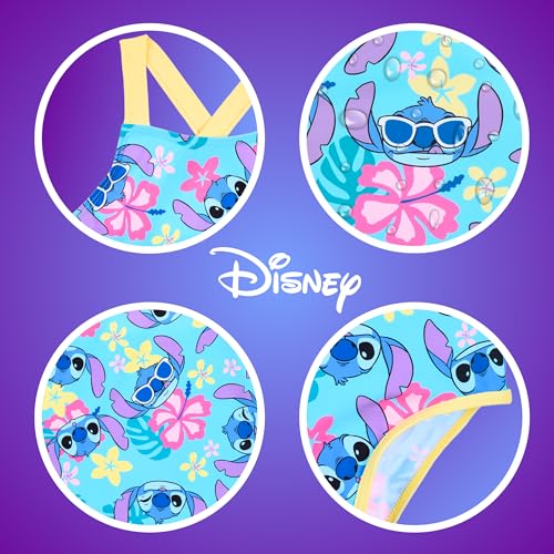 Disney Stitch Badeanzug für Mädchen, Tropisches Design Einteiliger Badeanzug, Größen 3 bis 8 Jahre