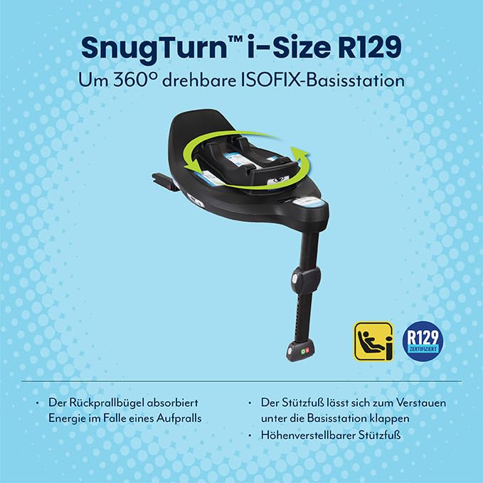 Graco SnugLite™ i-Size R129 Babyschale, ab Geburt bis ca. 12 Monate (40 bis 75 cm), leicht, kompatibel mit ISOFIX-Basisstation SnugTurn™ i-Size R129 (separat), Neugeboreneneinlage, schwarz, Midnight - Meloni2