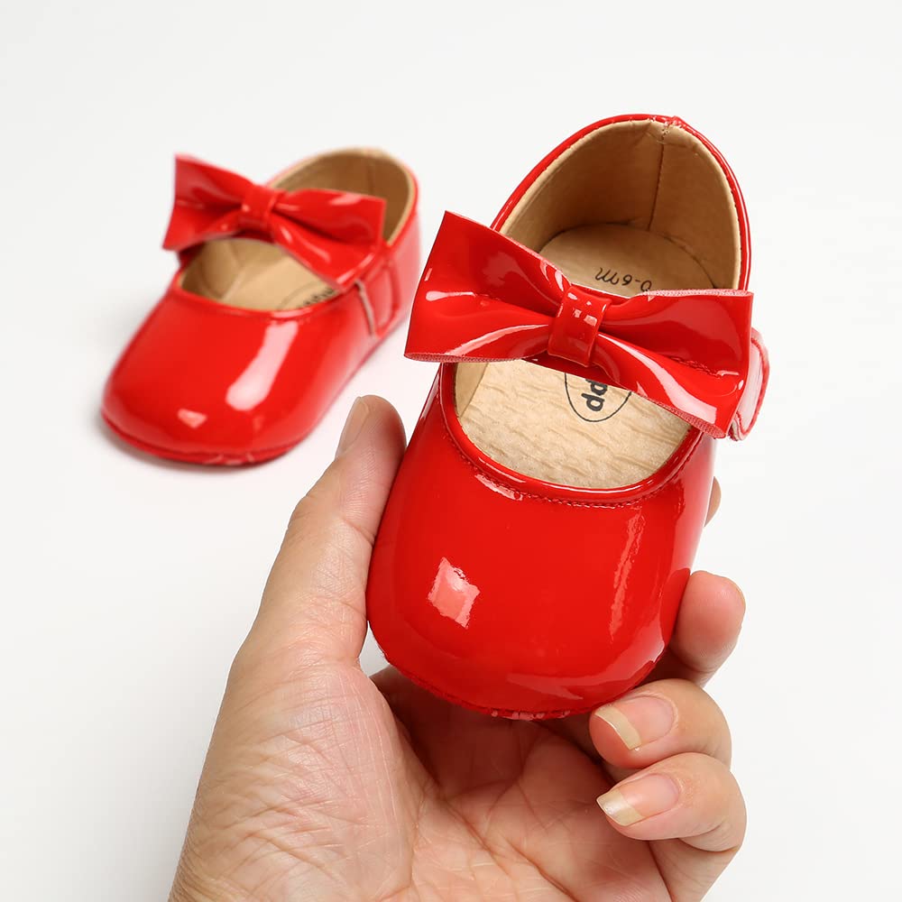 MASOCIO Babyschuhe für Mädchen mit Schleife – Rutschfeste Party Ballet Flats für Kleinkinder