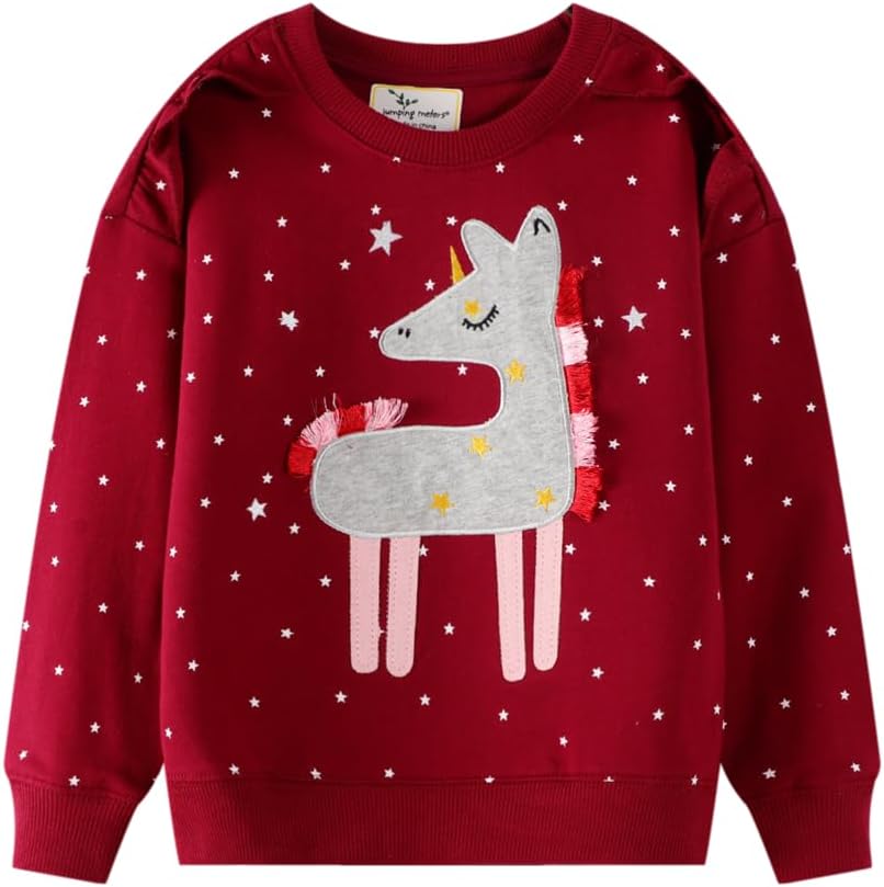 LitBud Mädchen Sweatshirts Einhorn Pullover für Kleinkind Kleidung Top Langarm Jumper Rundhals T Shirt Herbst Winter für Kinder Größe 1-7 Jahre