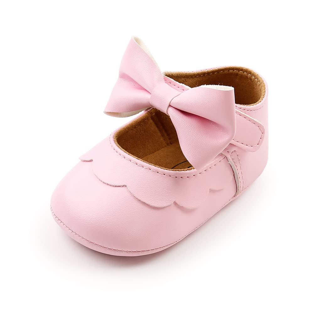 MASOCIO Babyschuhe für Mädchen mit Schleife – Rutschfeste Party Ballet Flats für Kleinkinder