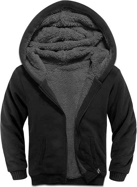 JACKETOWN Boys' Sweat Jacket Lined Children's Hoodie Sweatshirt Hoodie Fleece Jacket with Hood Long Sleeve Warm Winter Jacket Classic Pullover with Zip