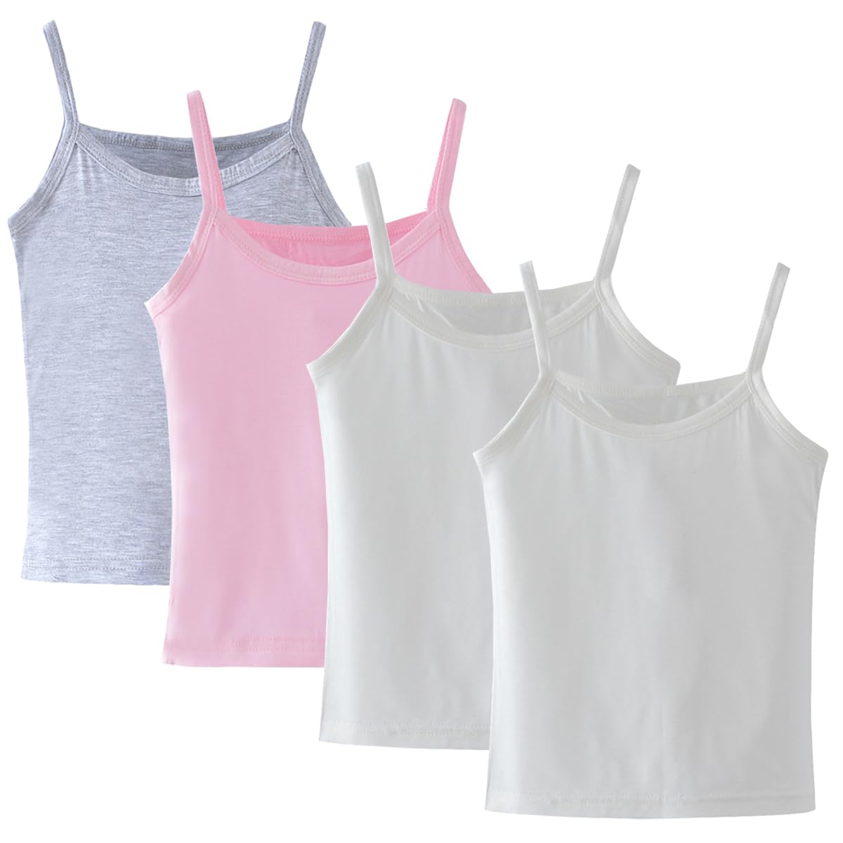 Lohhbve 4-Pack Kids Classic Solid Camisole Undershirts for 2-10 Years Toddler Girls Cotton Racerback Tank Top Multipack