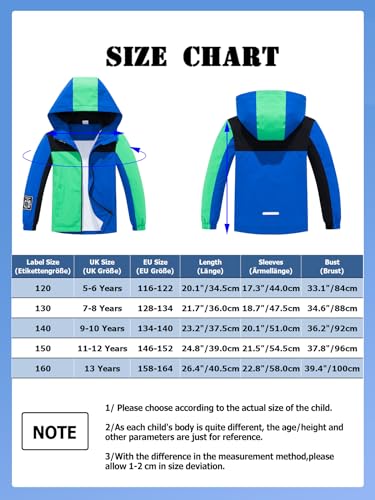 NATUST Kids Boys Waterproof Jacket Lightweight Transition Jacket Windproof Rain Jacket with Hood