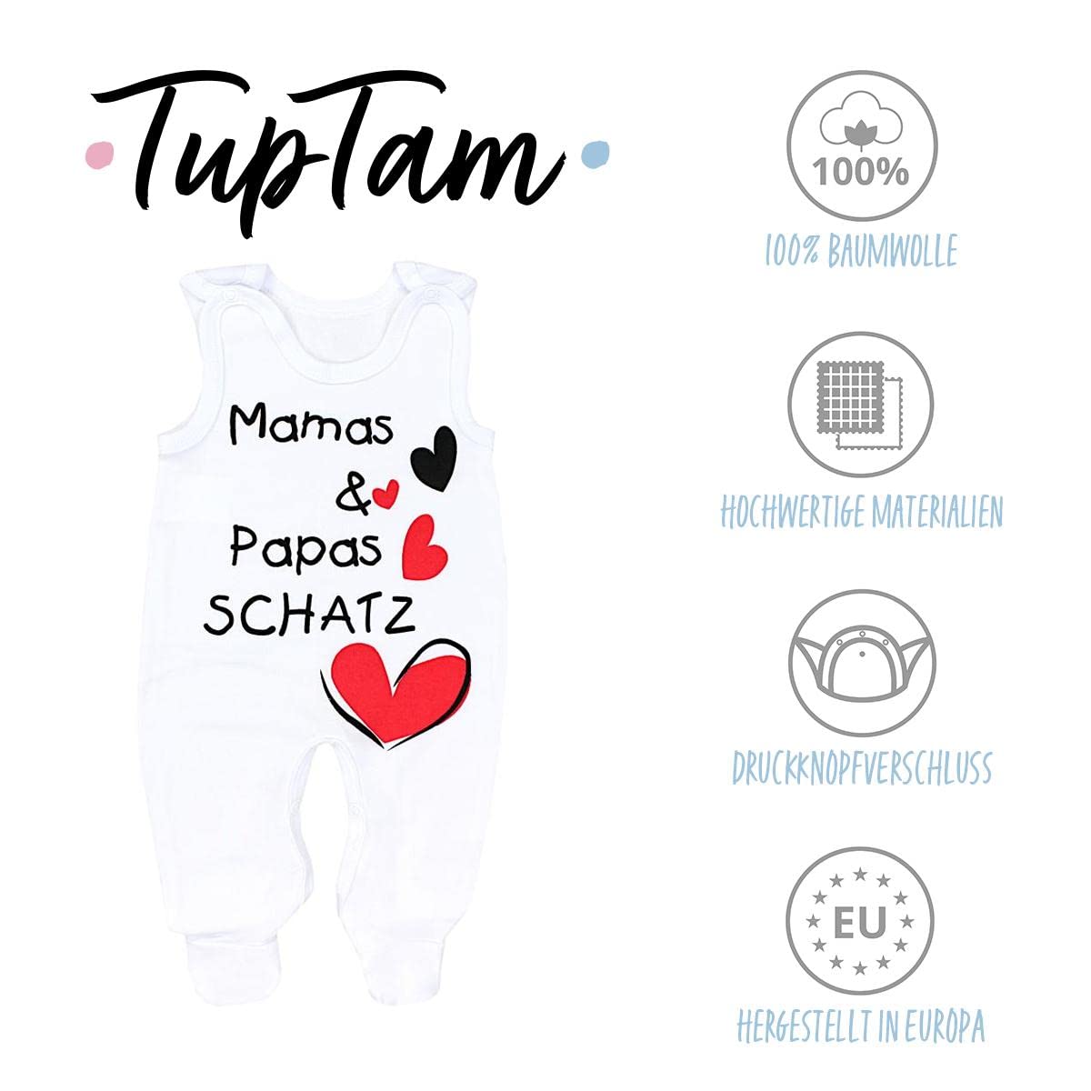 TupTam Unisex Baby Strampler mit Aufdruck 5er Set