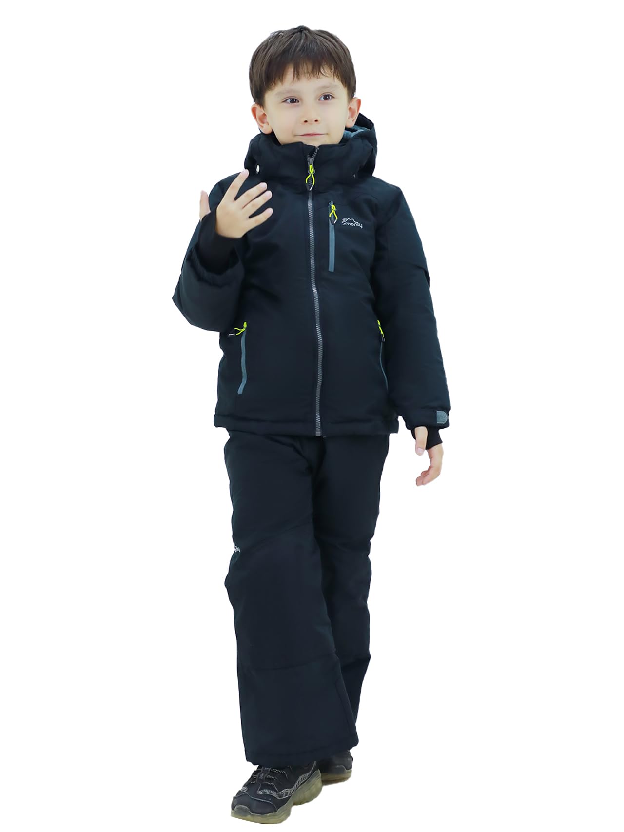 SMONTY SNOWER Boys' Snowsuit with Removable Hood, Ski Suit, Extra Warm, Winter Suit