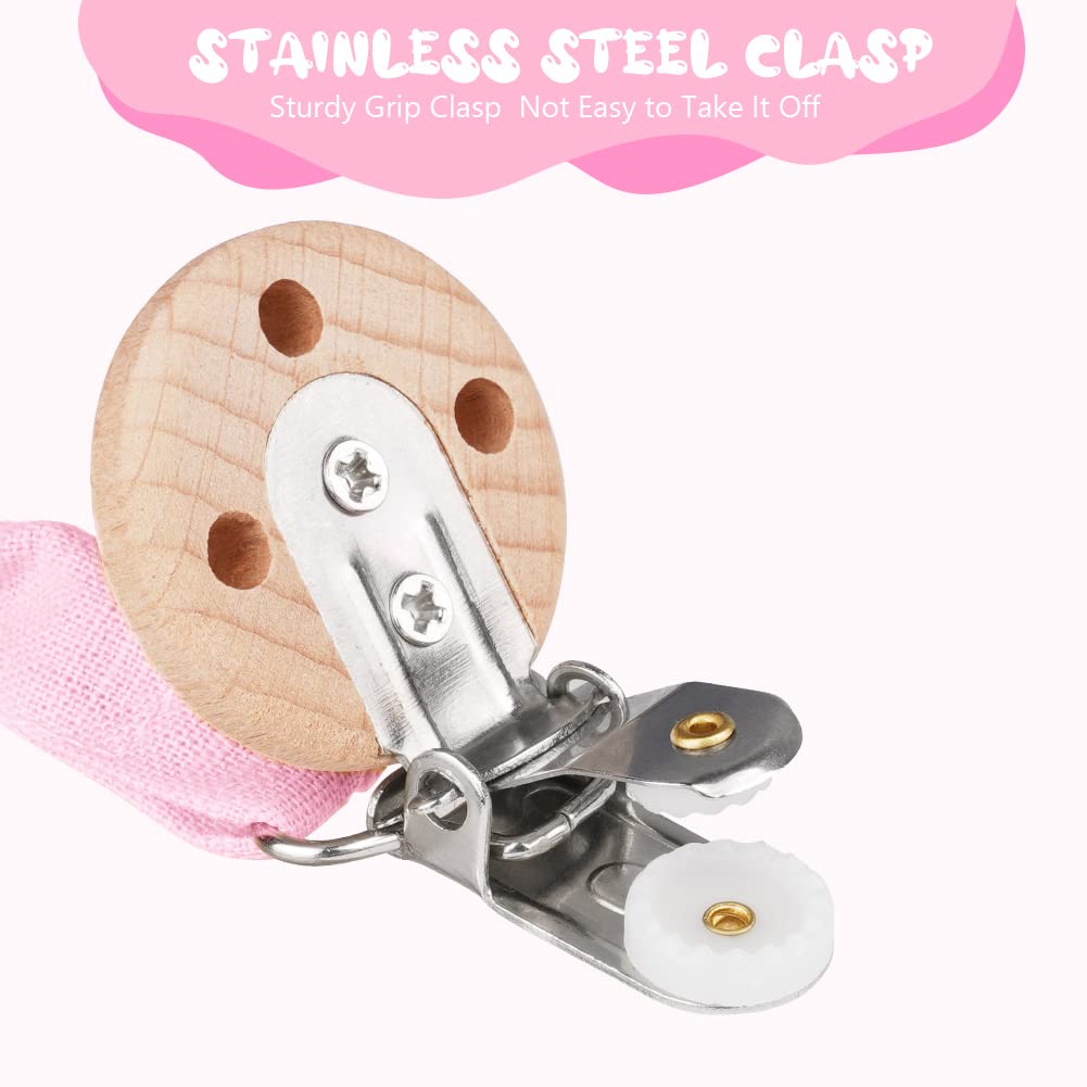 Vicloon Schnullerkette Baumwolle,3 Stück Schnullerkette Baby for Mädchen und Jungs,Baby Schnullerkette Clip Geschenk zum Baby -Bär