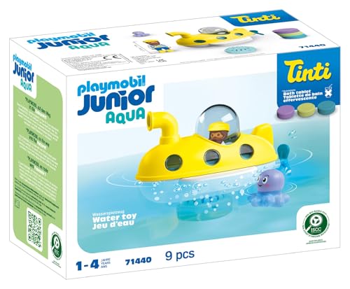 PLAYMOBIL Junior Aqua Tinti Sustainable Toy for Children from 1 Year Old Colourful Squid with Rings for Colour Sorting 71438