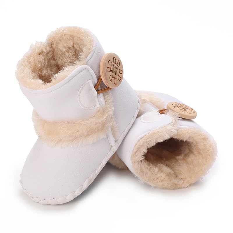 Baby Winter Warm Snow Boots Newborn Baby Girls Boys Soft Sole Buttons Fleece Boots Infant Toddler First Walker Shoes