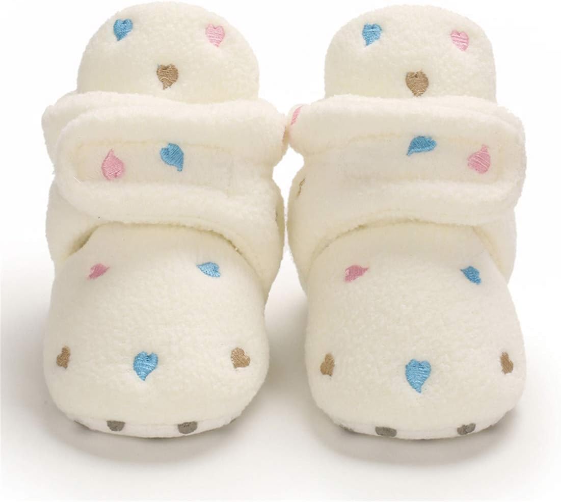 EDOTON Unisex-Baby Neugeborenes Fleece Booties, Baby Jungen Mädchen Weiche Sohlen Streifen Bootie Kleinkind Stiefel Niedlich Stiefel Socke Einstellbar