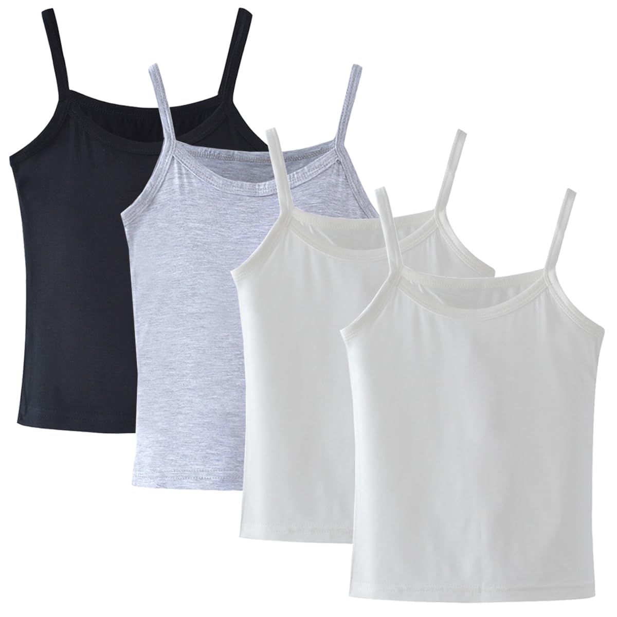 Lohhbve 4-Pack Kids Classic Solid Camisole Undershirts for 2-10 Years Toddler Girls Cotton Racerback Tank Top Multipack