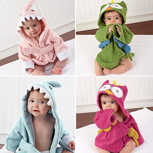 Lexikind Kapuzenhandtuch Baby: Frottee Bademantel - Babyhandtuch mit Kapuze - Kapuzenbadetuch (Hai blau)