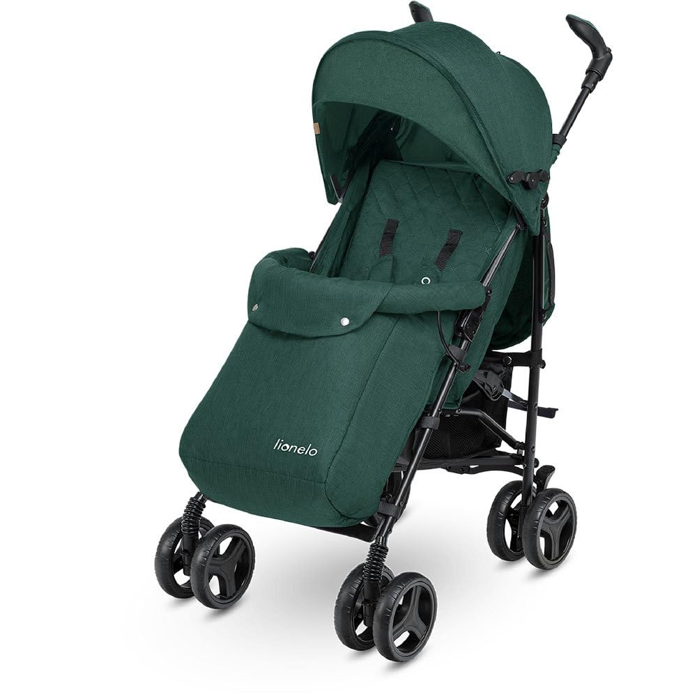 Lionelo Irma Pushchair up to 15 kg, Lightweight Modern Pushchair with Reclining Function, Foldable, Large 6 Inch Wheels, Large Basket, Bag, Mosquito Net