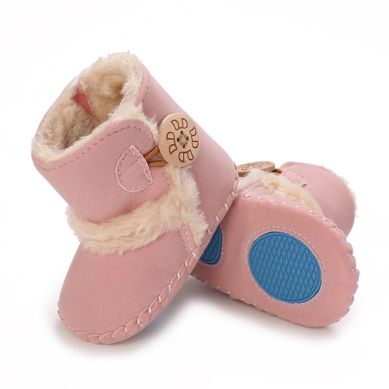 Baby Winter Warm Snow Boots Newborn Baby Girls Boys Soft Sole Buttons Fleece Boots Infant Toddler First Walker Shoes