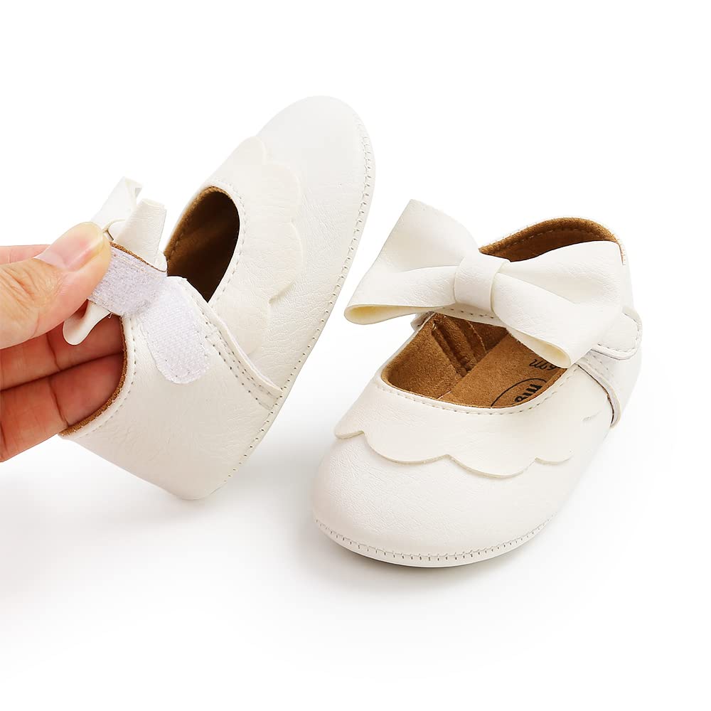 MASOCIO Babyschuhe für Mädchen mit Schleife – Rutschfeste Party Ballet Flats für Kleinkinder