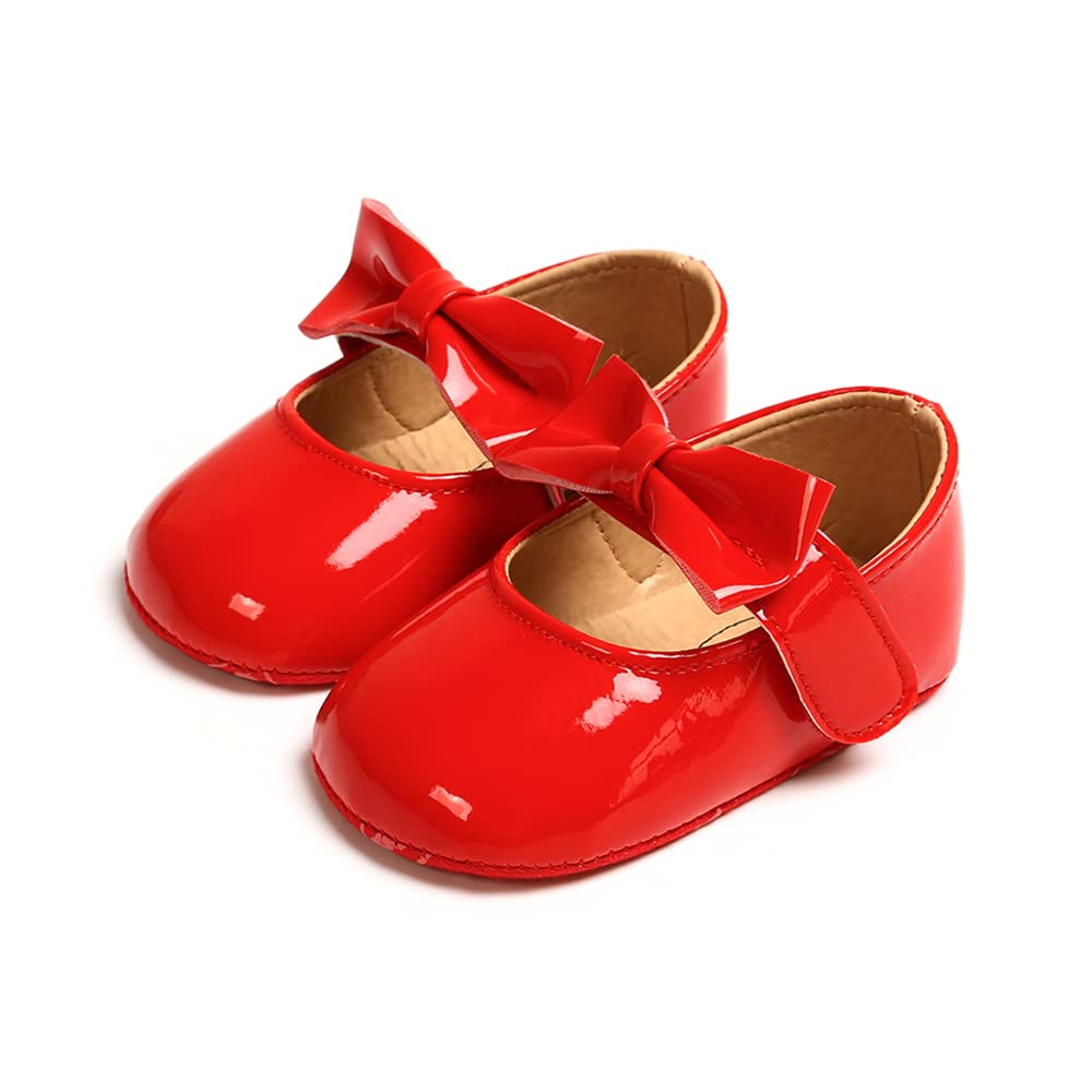 MASOCIO Babyschuhe für Mädchen mit Schleife – Rutschfeste Party Ballet Flats für Kleinkinder