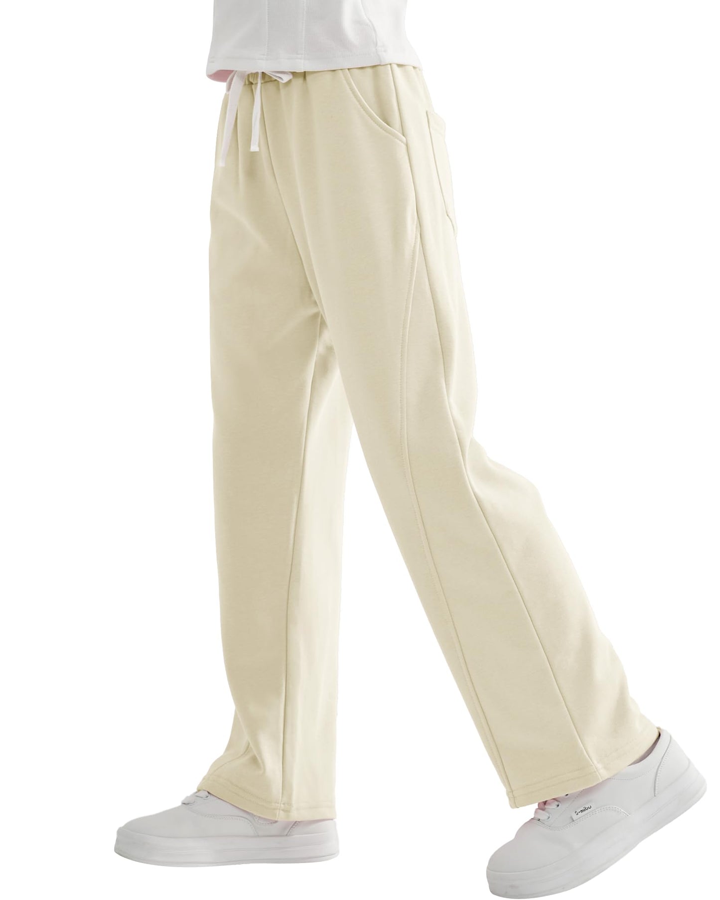 Rolanko Girls' Elastic Waistband Joggers, Loose Fit, Kids' Sports Sweatpants, Casual Comfort