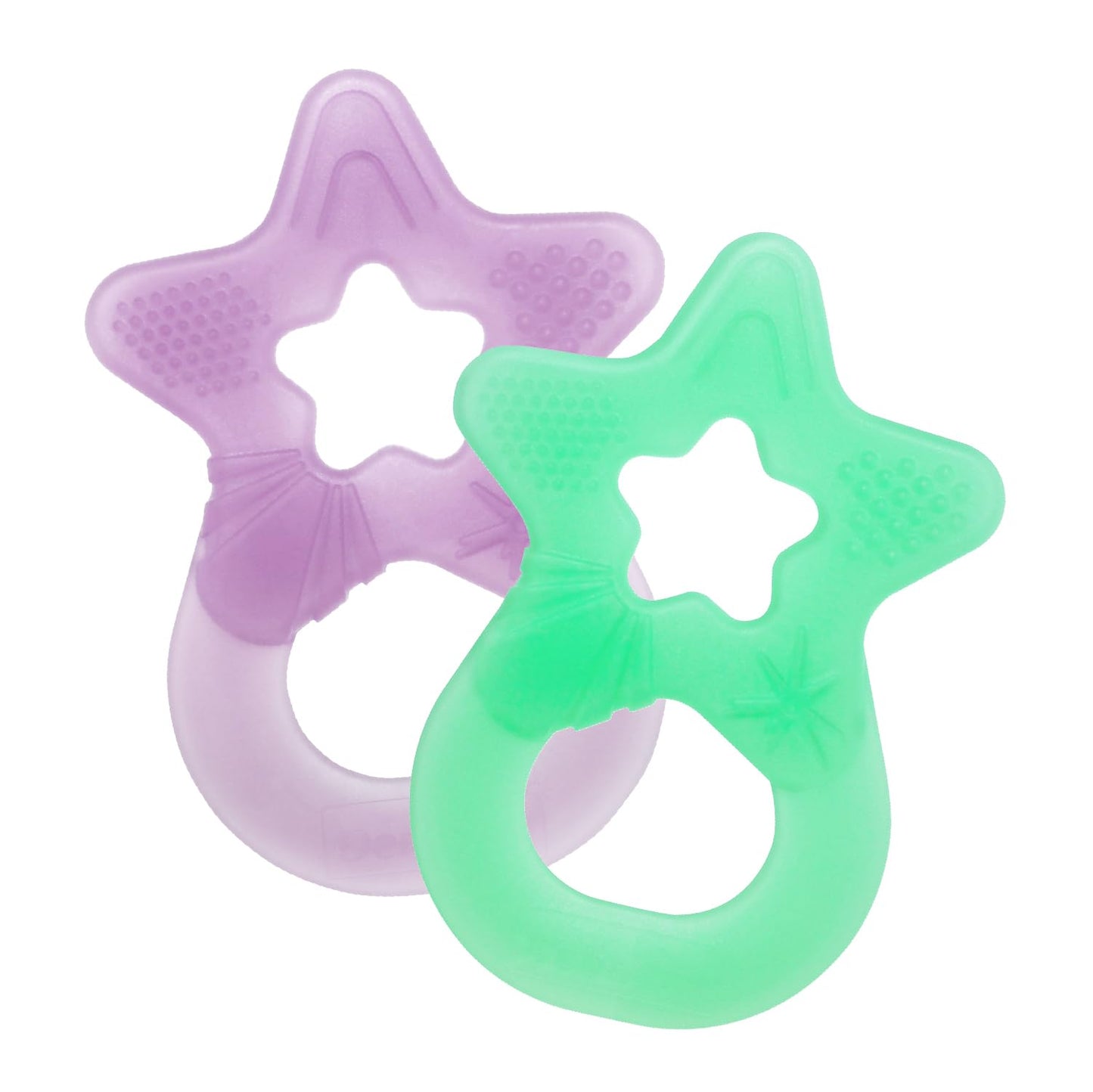 Dentistar Beißring 2er-Set – Teether für Babys & Kleinkinder ab 3 Monate – Baby Beißring mit Griff aus weichem Material zur Zahnungshilfe & Massage – Made in Germany – Pink & Lila