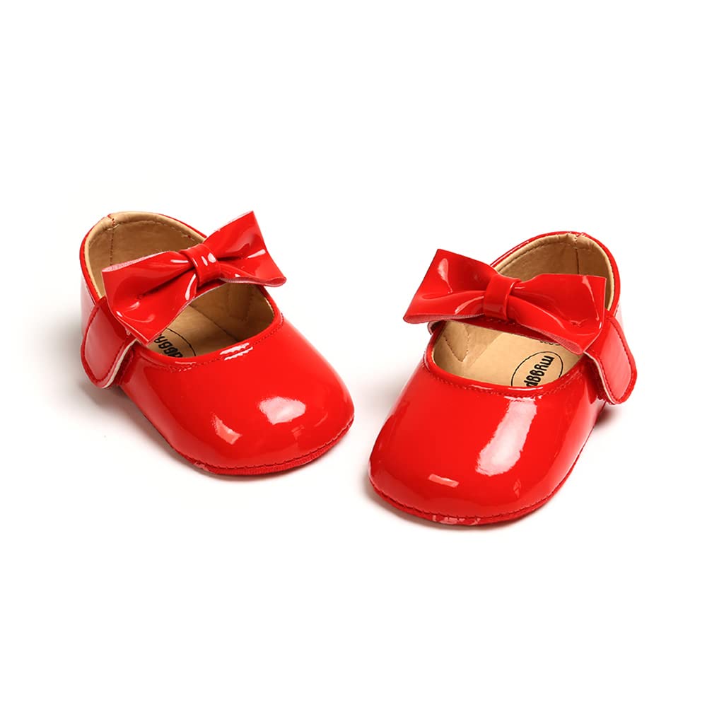 MASOCIO Babyschuhe für Mädchen mit Schleife – Rutschfeste Party Ballet Flats für Kleinkinder