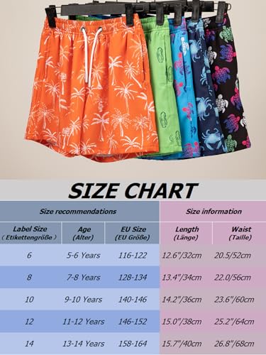 CALBOUNT Boys' Swimming Shorts Printed Quick Dry Swim Shorts with Inner Shorts