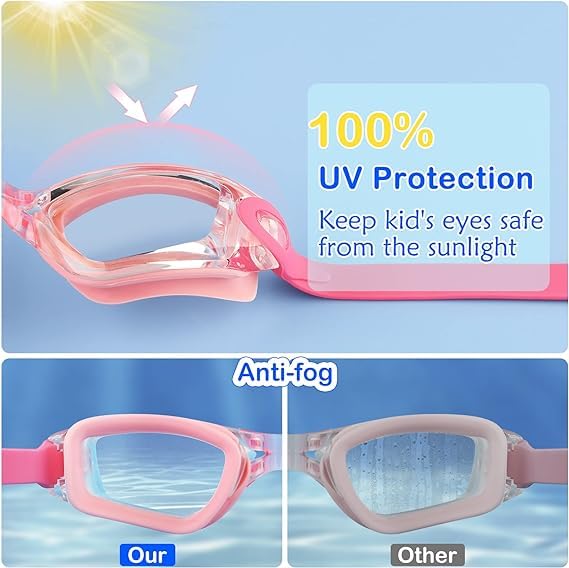 faliring Schwimmbrille Kinder, 2 Stück taucherbrille kinder Junior 3-15 Jahre, Gläsern Wassersport Schwimmbrillen Swimming Goggles Geschenke für Mädchen Jungen