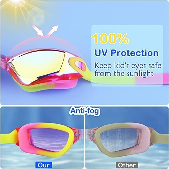 faliring Schwimmbrille Kinder, 2 Stück taucherbrille kinder Junior 3-15 Jahre, Gläsern Wassersport Schwimmbrillen Swimming Goggles Geschenke für Mädchen Jungen