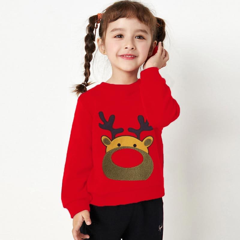 EULLA Kinder Mädchen Jungen Weihnacht Pullover Sweatshirt Weihnachtsoutfit Weihnachtspuli Christmas Xmas Rentier Weihnachtsmann Weihnachtskleidung 92 98 104 110 116 122