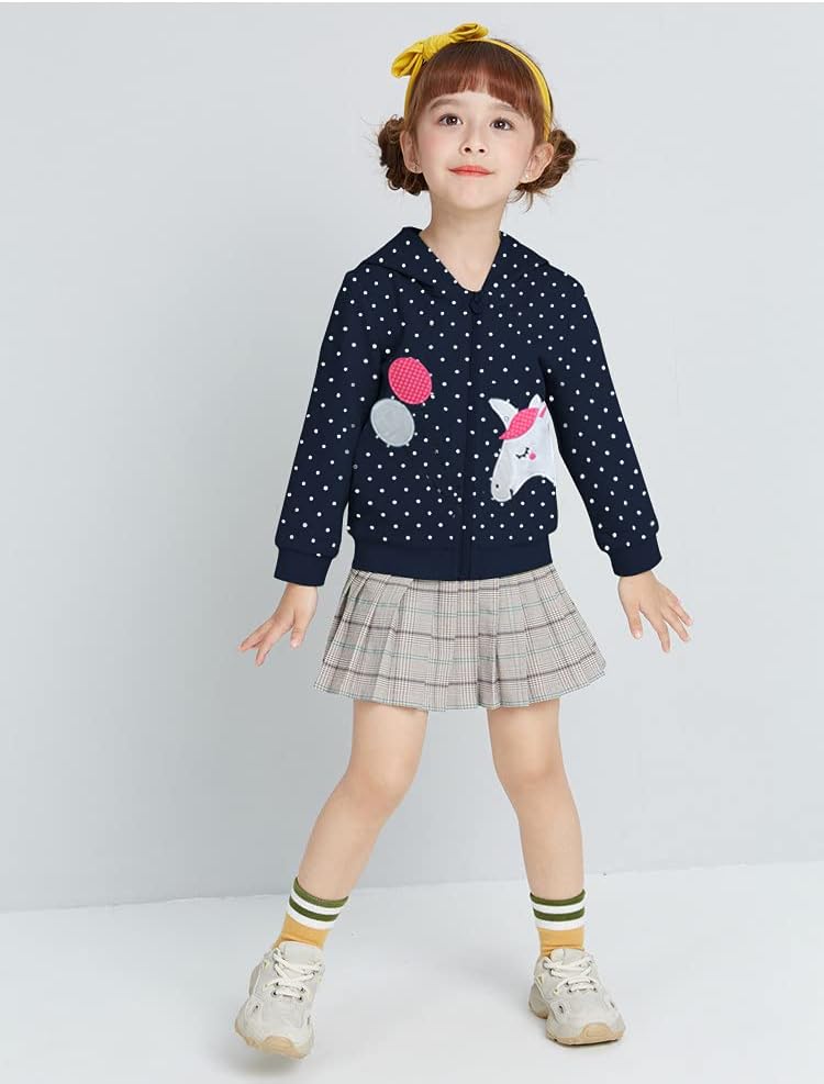 EULLA Children's Girls' Zip Up Hoodie Sweat Jacket Hooded Jacket Hooded Jacket Hoodie Long Sleeve Cotton Unicorn Pullover Hoodie Sweatshirt with Zip 92 98 104 110 116 122