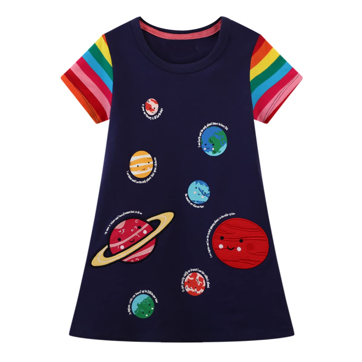 Beilei Creations Mädchen Kleider Kurzarm Baumwolle Kinder Kleid Süßes Muster Gr.85-140