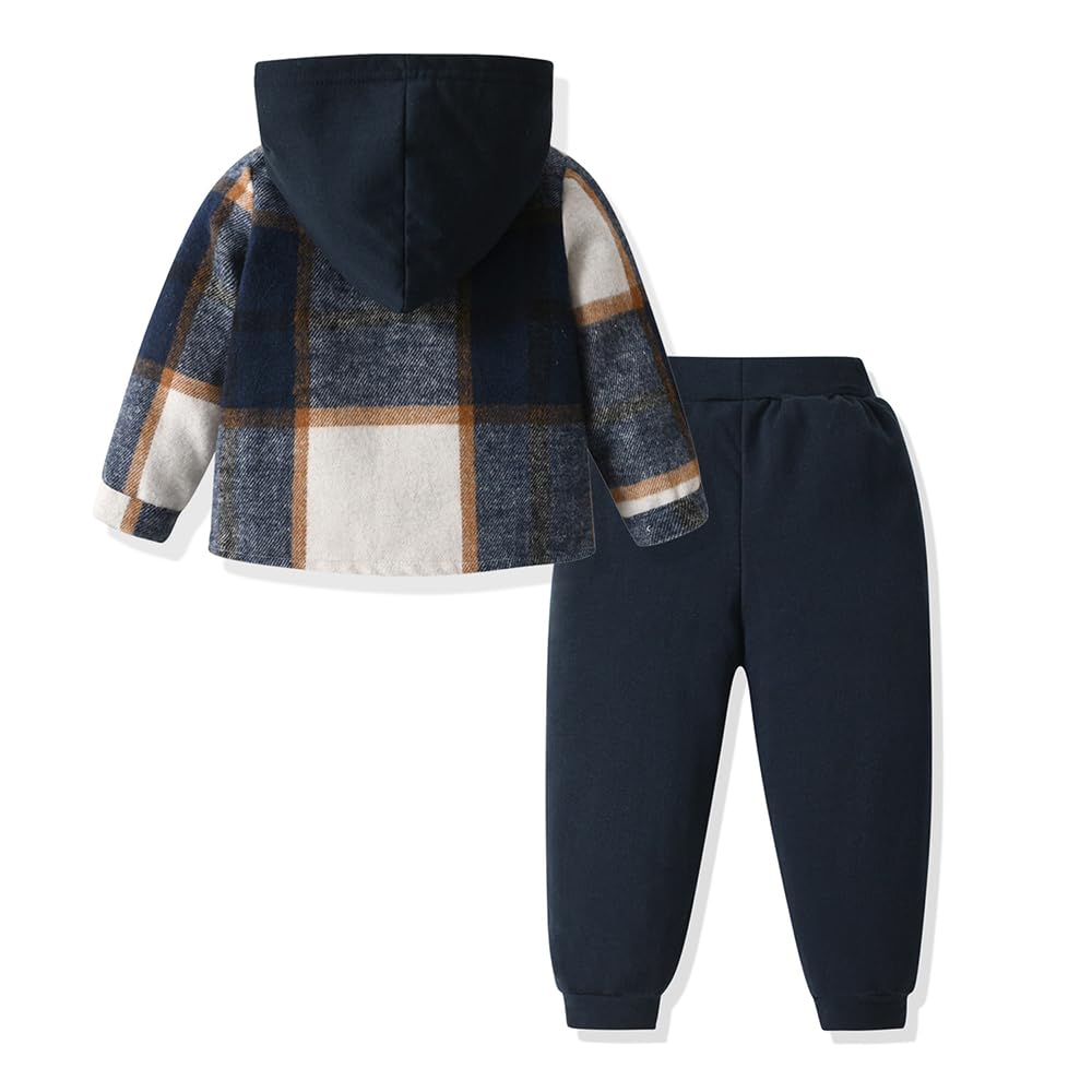 Kleinkind Baby Jungen Kleidung Outfit 2 Stück Baumwolle Plaid Junge Hoodies Shirt Tops Hosen Set Kleine Jungen Anzug Kinder Trainingsanzug Frühling Herbst Kleidung Set