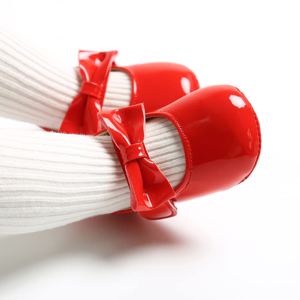 MASOCIO Babyschuhe für Mädchen mit Schleife – Rutschfeste Party Ballet Flats für Kleinkinder