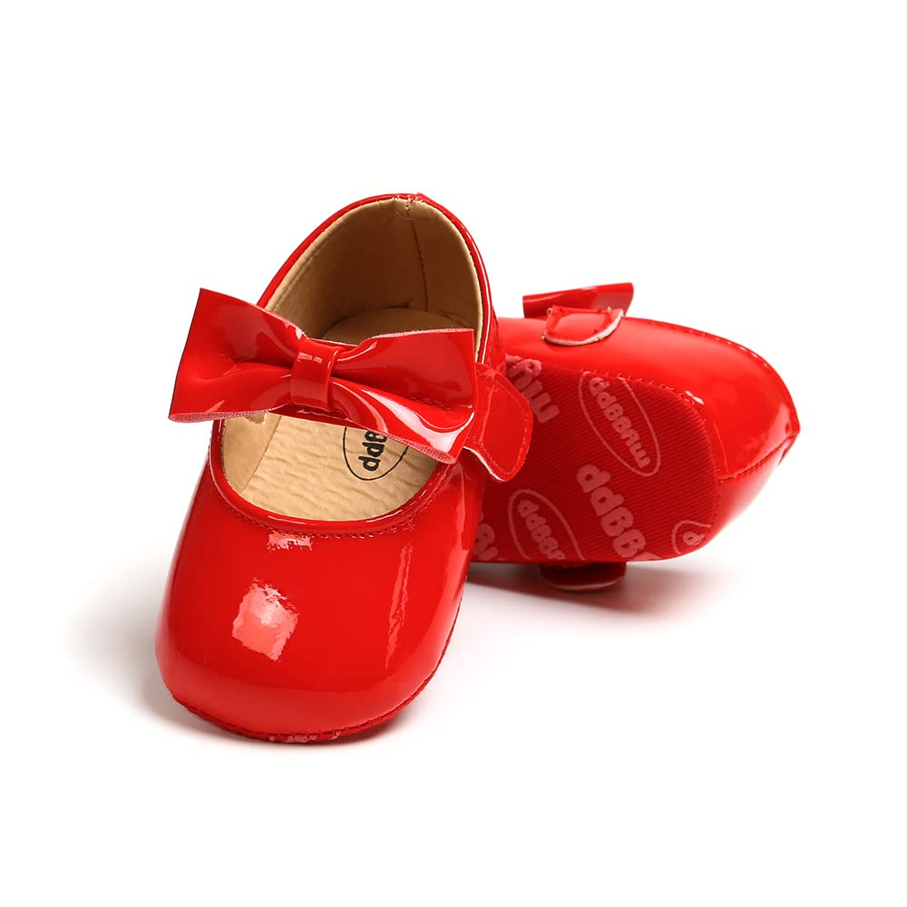 MASOCIO Babyschuhe für Mädchen mit Schleife – Rutschfeste Party Ballet Flats für Kleinkinder