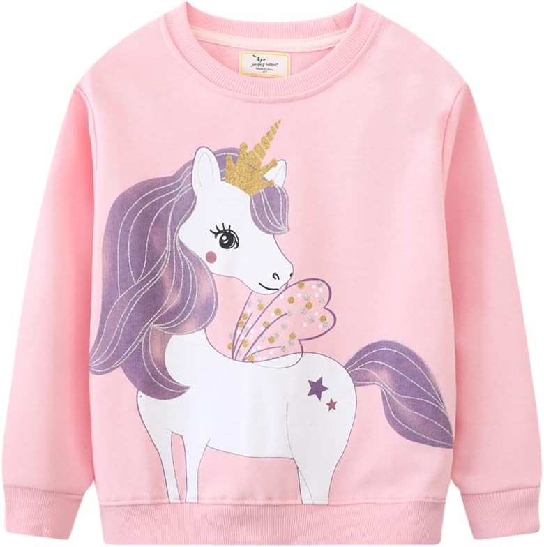 LitBud Mädchen Sweatshirts Einhorn Pullover für Kleinkind Kleidung Top Langarm Jumper Rundhals T Shirt Herbst Winter für Kinder Größe 1-7 Jahre