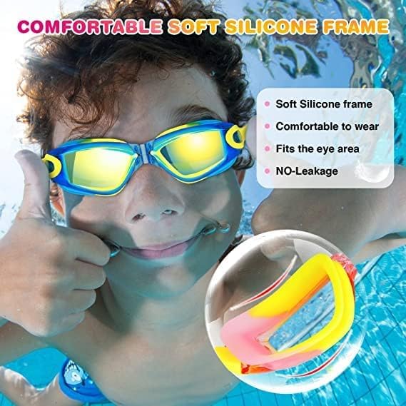 faliring Schwimmbrille Kinder, 2 Stück taucherbrille kinder Junior 3-15 Jahre, Gläsern Wassersport Schwimmbrillen Swimming Goggles Geschenke für Mädchen Jungen