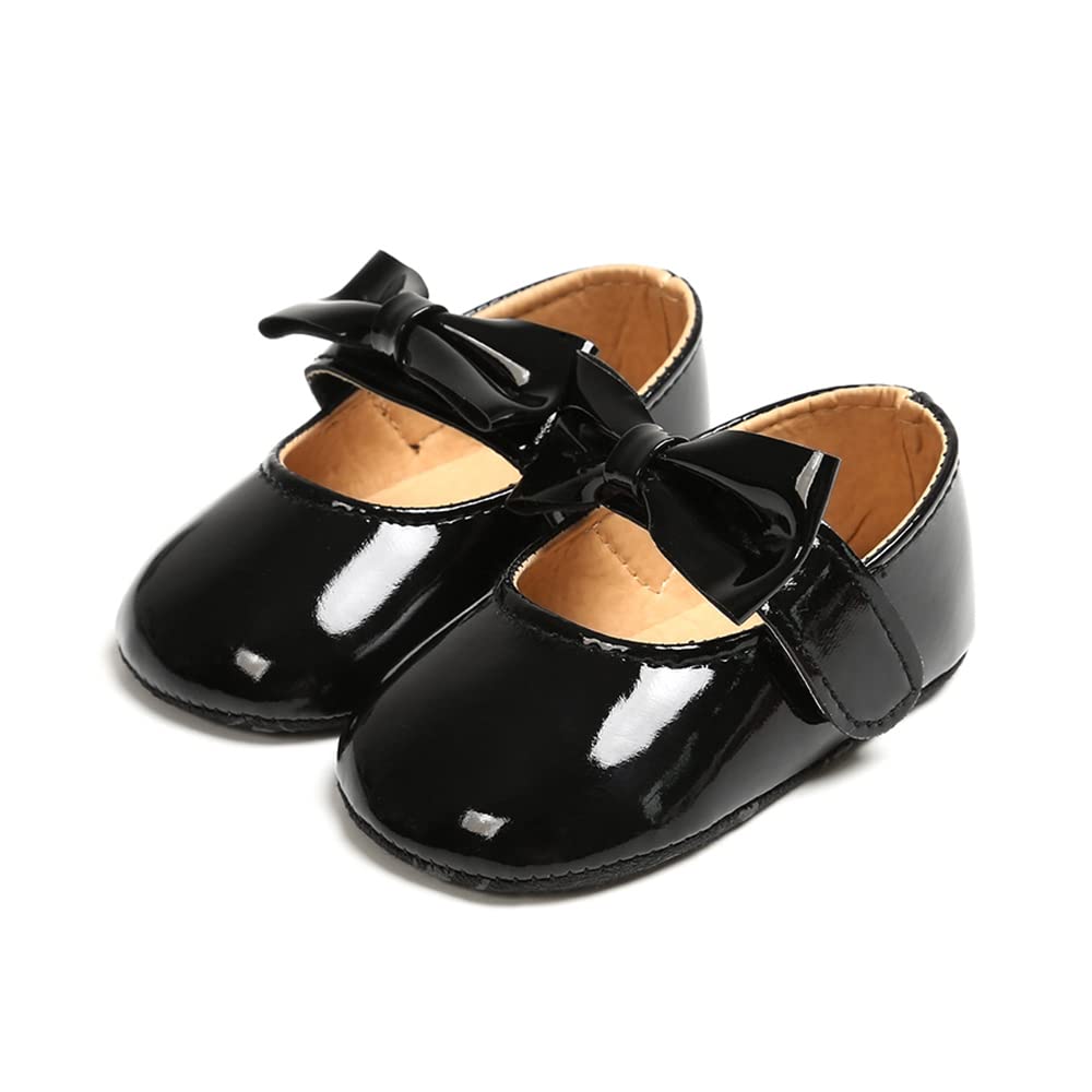 MASOCIO Babyschuhe für Mädchen mit Schleife – Rutschfeste Party Ballet Flats für Kleinkinder