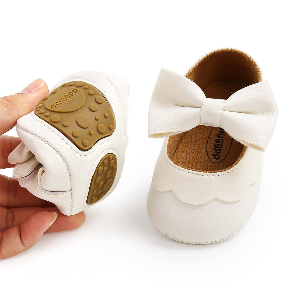 MASOCIO Babyschuhe für Mädchen mit Schleife – Rutschfeste Party Ballet Flats für Kleinkinder