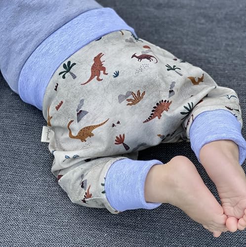 Handmade Baby Baggy Trousers, Handmade Cotton Jersey Grows with Your Gown, Sizes 50-74, 68-86, 92-104, Fairly Produced in Germany (Sea Creatures, 50-74)