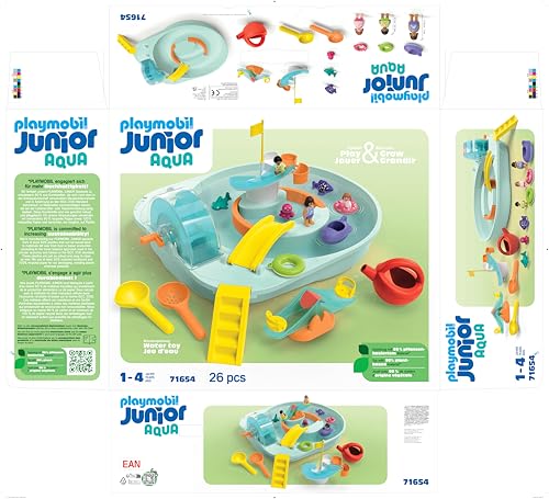 PLAYMOBIL Junior Aqua 71687 Bath Island with Water Slide Sustainable Toy for Children from 1 Year