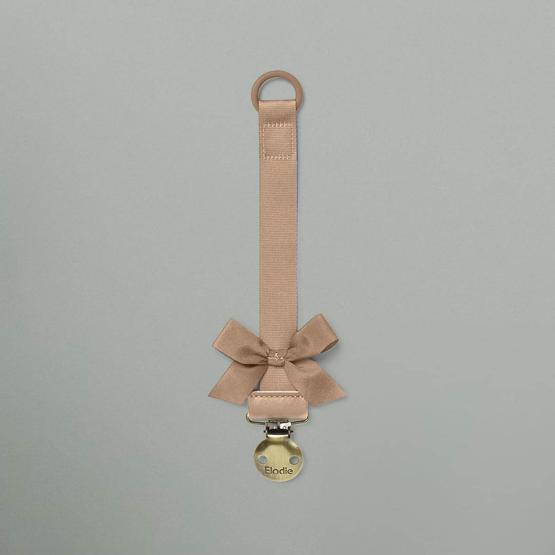Elodie Details Schnullerkette 2er Pack, aus Stoff und Edelstahl Clip, für Baby Junge und Mädchen, Universal Silikonring, Passend für Alle Schnuller - Powder Pink/Soft Terracotta, Rosa