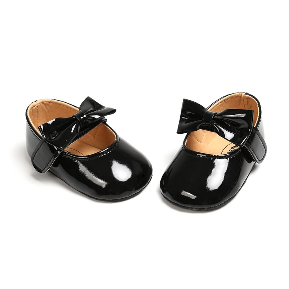 MASOCIO Babyschuhe für Mädchen mit Schleife – Rutschfeste Party Ballet Flats für Kleinkinder