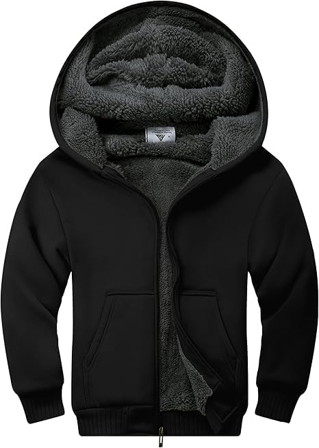 JACKETOWN Boys' Sweat Jacket Lined Children's Hoodie Sweatshirt Hoodie Fleece Jacket with Hood Long Sleeve Warm Winter Jacket Classic Pullover with Zip