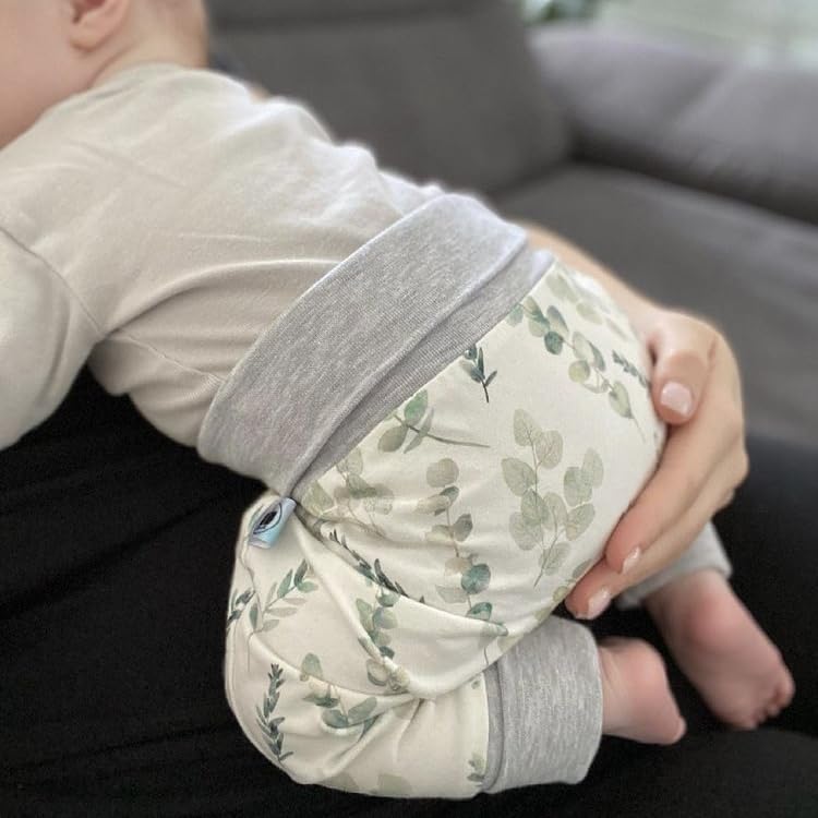 Baby Baggy Trousers, Girls' Handmade Cotton Jersey Grow Trousers, Sizes 50-74, 68-86, 92-104 (Wild Flowers, 50-74)