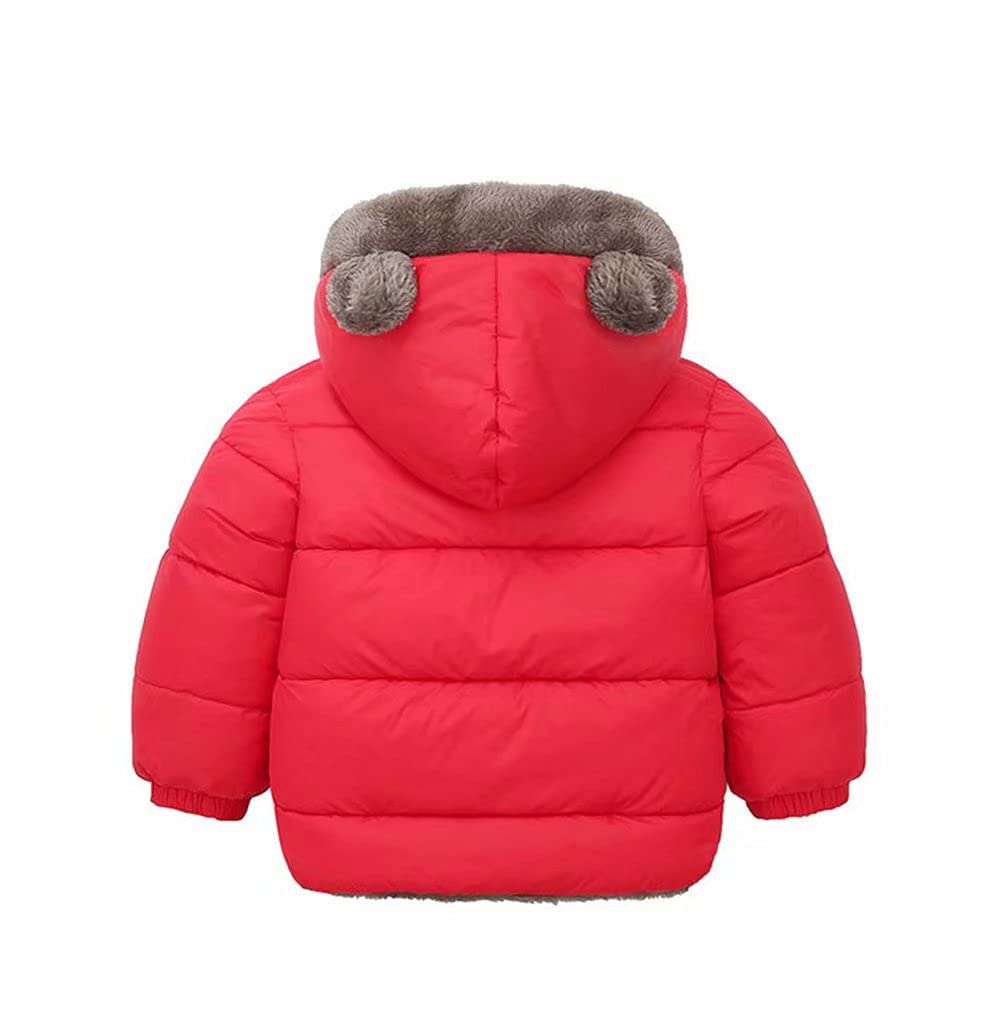 Natashas Baby Children's Winter Jacket Coat with Hood Jacket Warm Baby Cute Plush Bear Ears Boys Girls Cotton Jacket