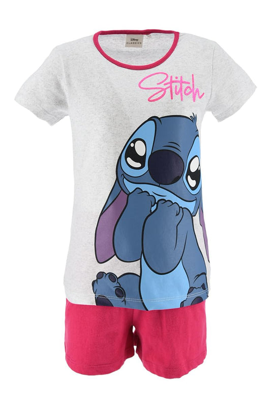 Disney Stitch Pyjamas für Mädchen, Stitch Design 2-Teiliges T-Shirt und Shorts-Set für Mädchen, Geschenk für Mädchen, Größen 6 bis 12 Jahre