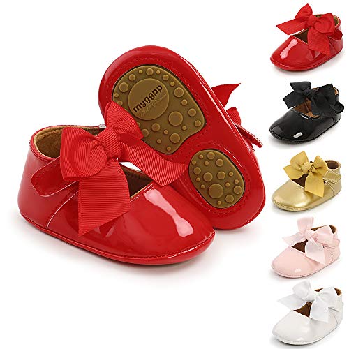 Sonsage Babyschuhe Mädchen Bowknot Mary Jane mit rutschfester Sohle für Hochzeiten und ersten Gehversuche