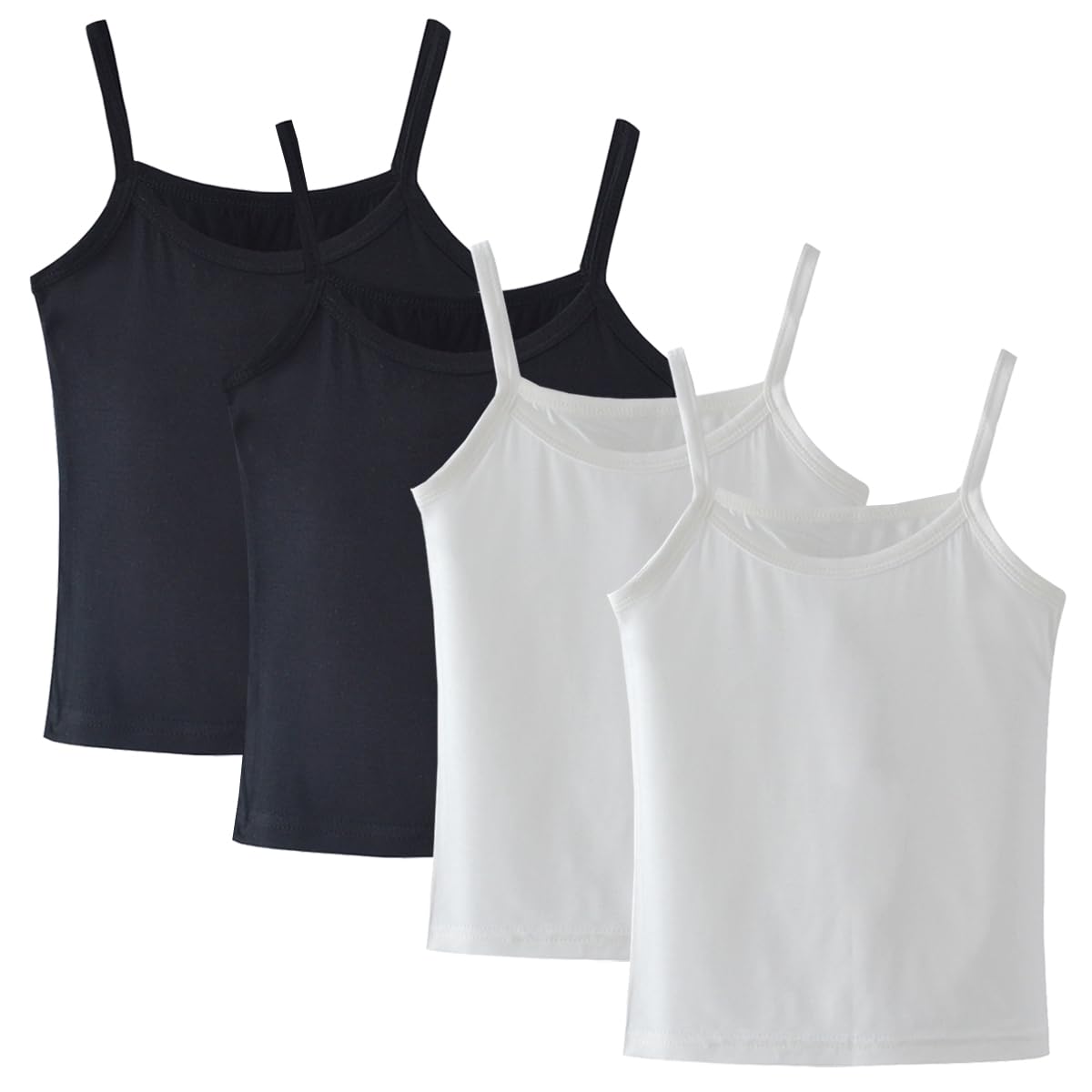 Lohhbve 4-Pack Kids Classic Solid Camisole Undershirts for 2-10 Years Toddler Girls Cotton Racerback Tank Top Multipack