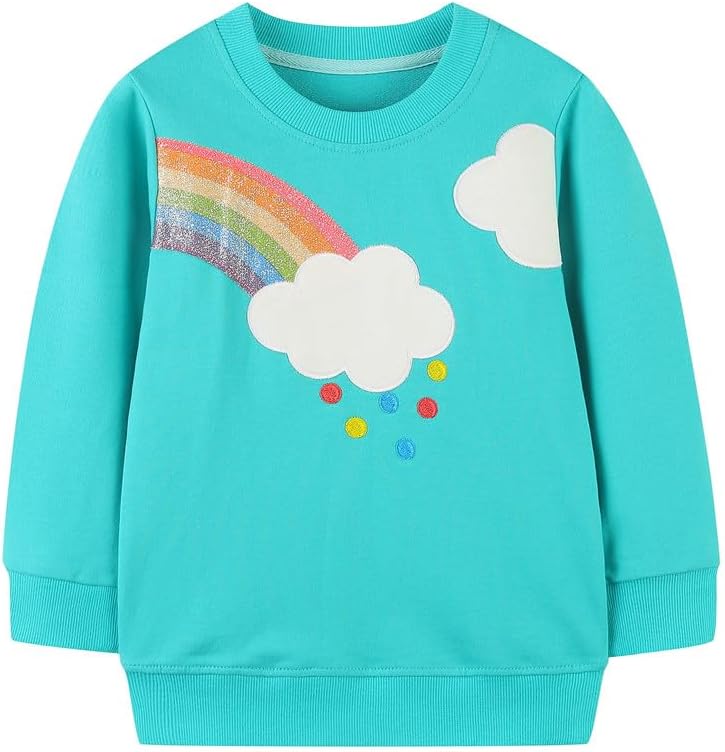 LitBud Mädchen Sweatshirts Einhorn Pullover für Kleinkind Kleidung Top Langarm Jumper Rundhals T Shirt Herbst Winter für Kinder Größe 1-7 Jahre